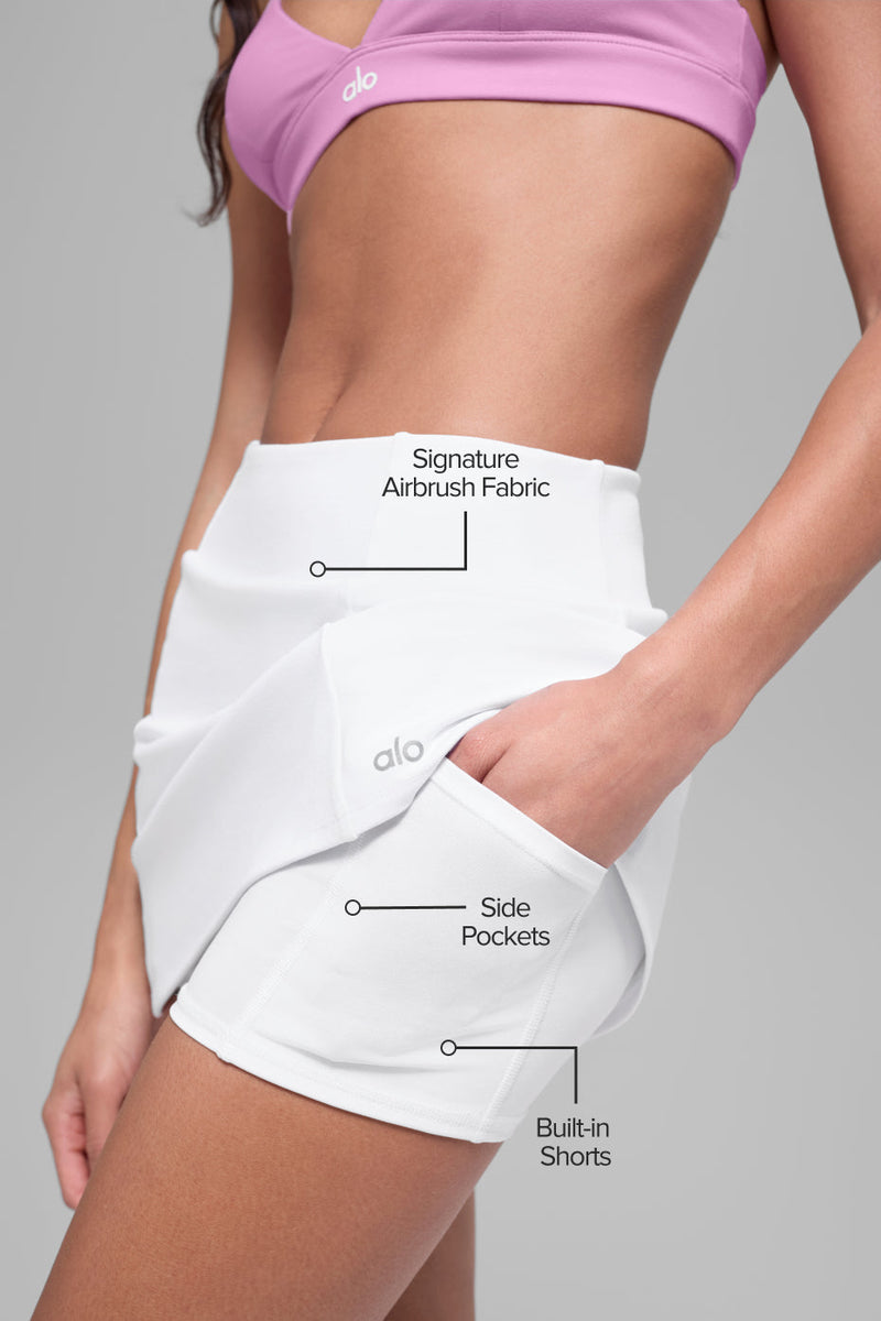 Airbrush High-Waist Good Form Tennis Skirt - White